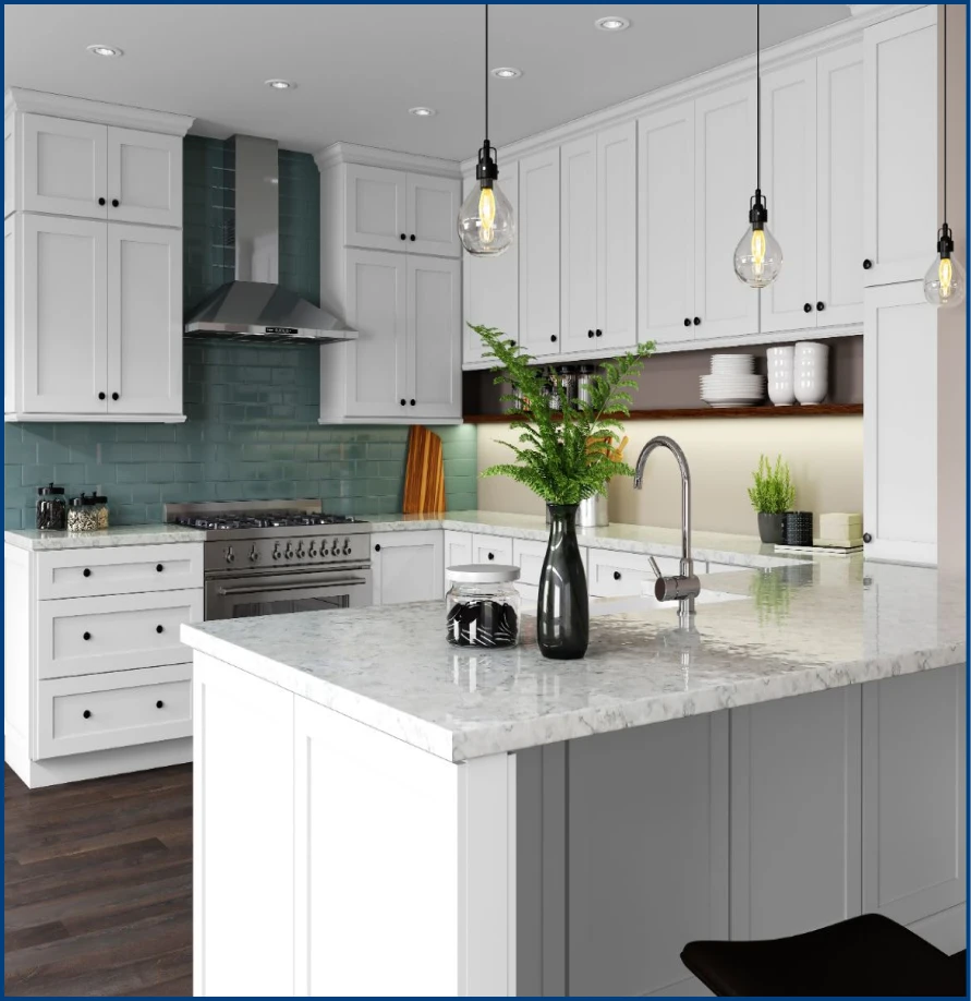 White cabinets and countertops in Oak Creek, Wisconsin.