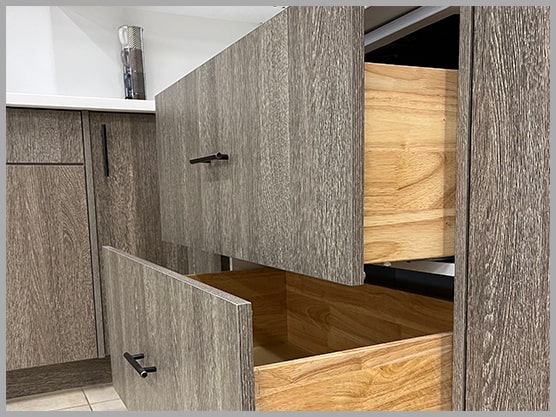 A photo of Aline Cabinets showing storage solutions - Milwaukee Wisconsin