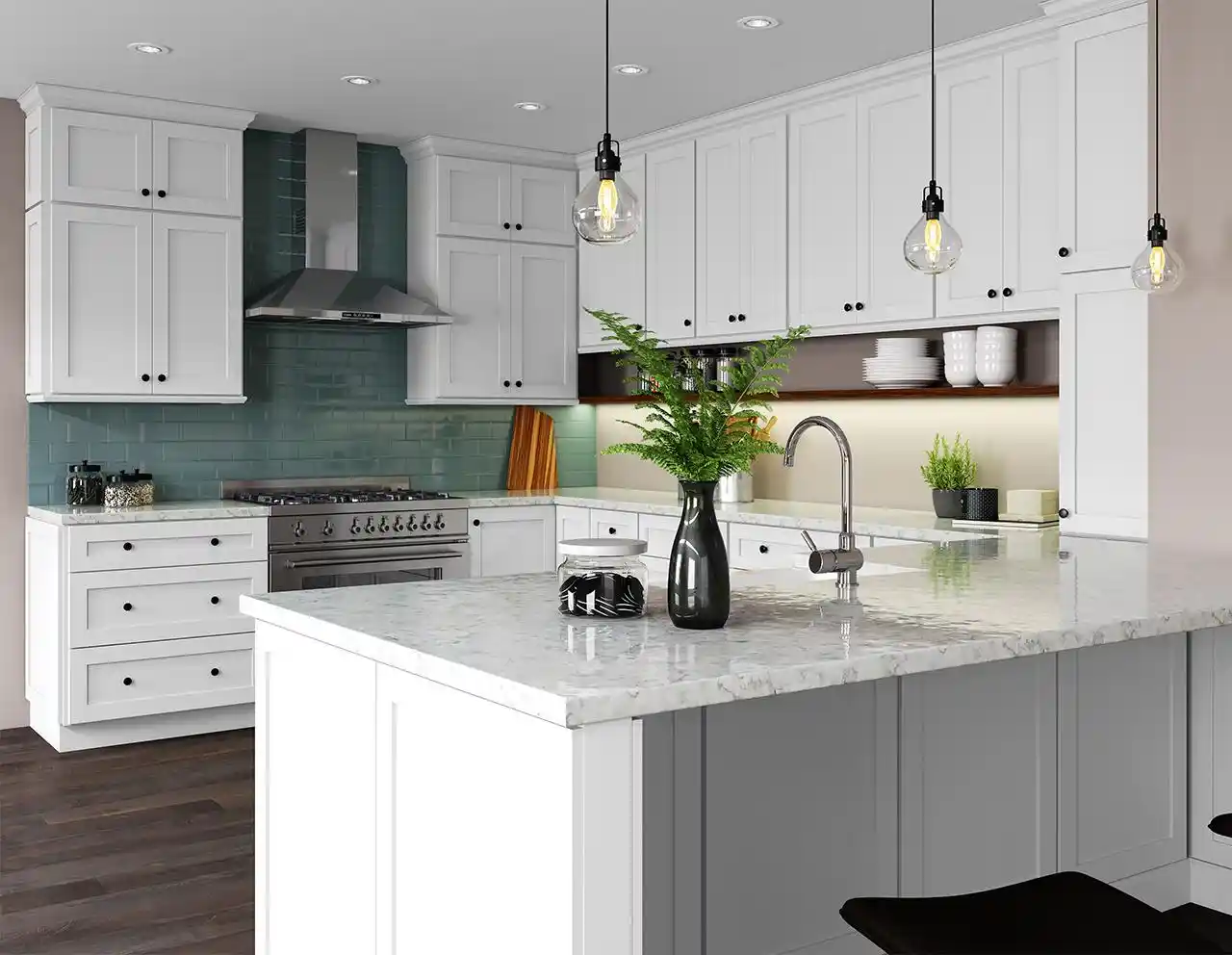 An image of shaker vs flat panel cabinets in Oak Creek, Milwaukee, Wisconsin