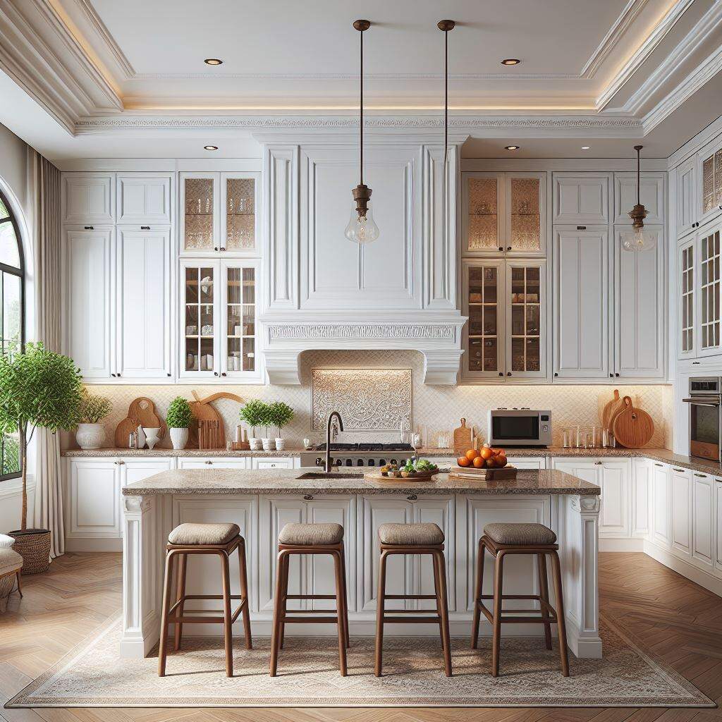 white cabinets with brown granite in Oak Creek, Milwaukee, Wisconsin