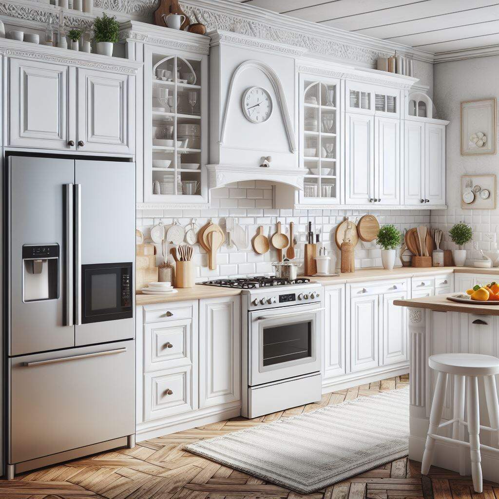 white cabinets with white appliances in Oak Creek, Milwaukee, Wisconsin