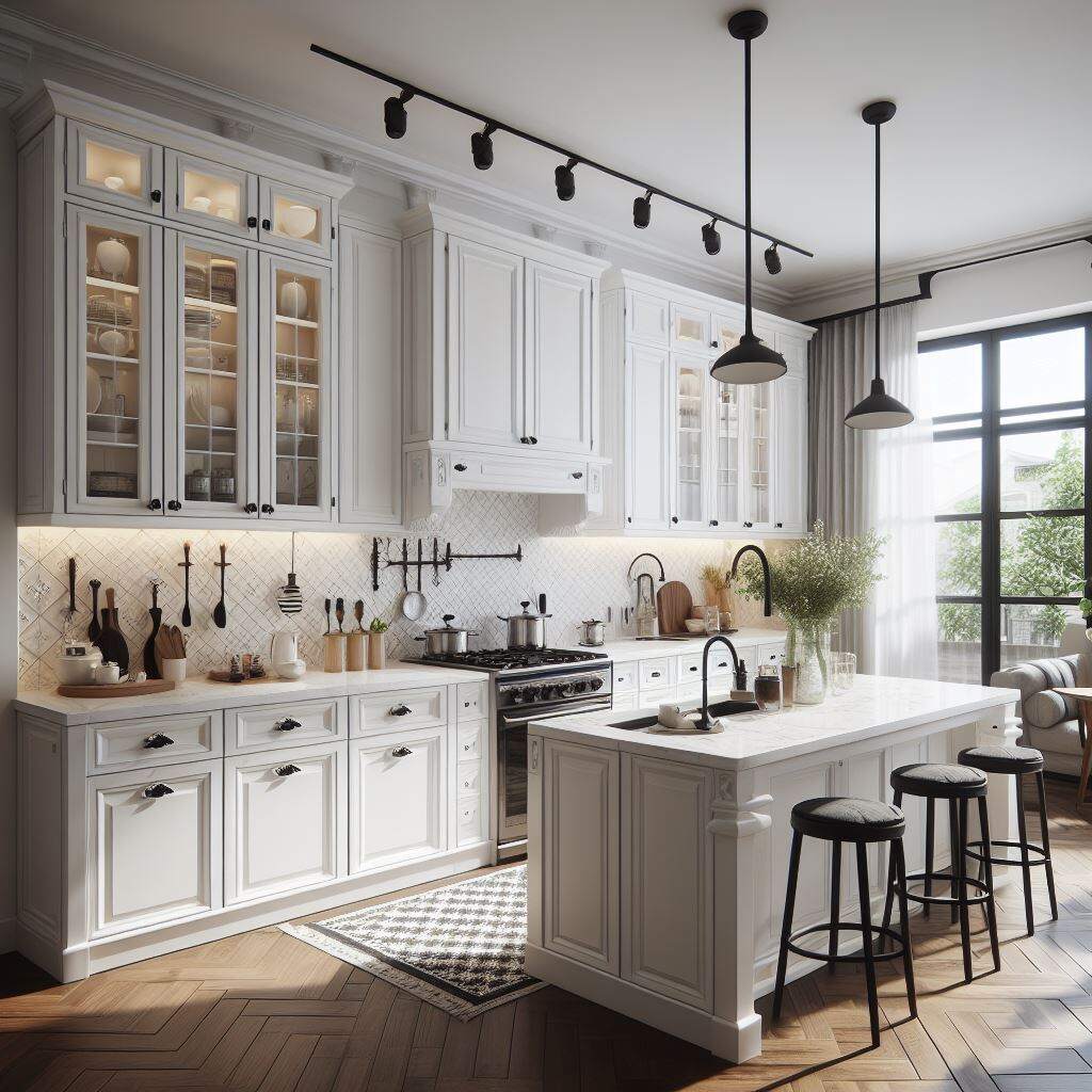 white cabinets with white countertops in Oak Creek, Milwaukee, Wisconsin At Badger cabinets Store