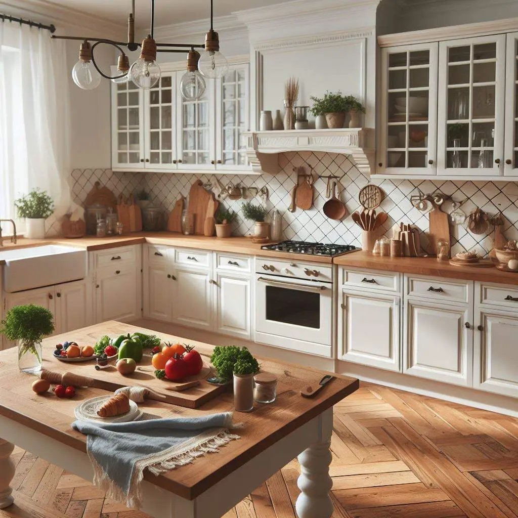 white kitchen cabinets with wood countertops in Oak Creek, Milwaukee, WI