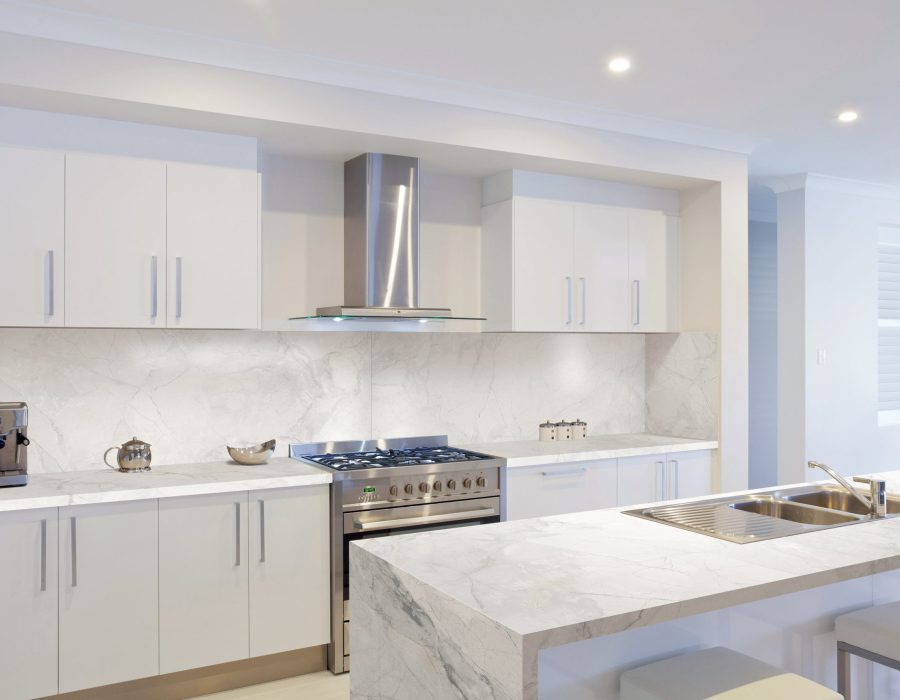 White Kitchen Cabinets with Quartz Countertops