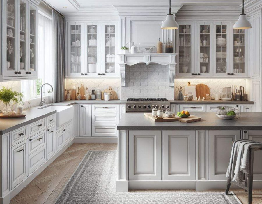 white cabinets with grey countertops in Milwaukee, Wisconsin