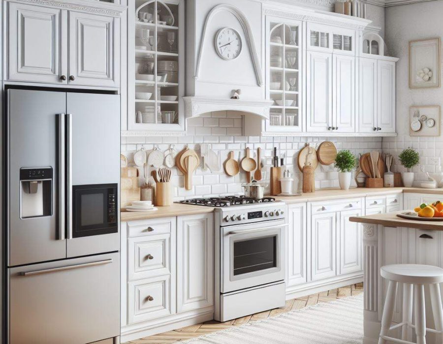 white cabinets with white appliances in Oak Creek, Milwaukee, Wisconsin